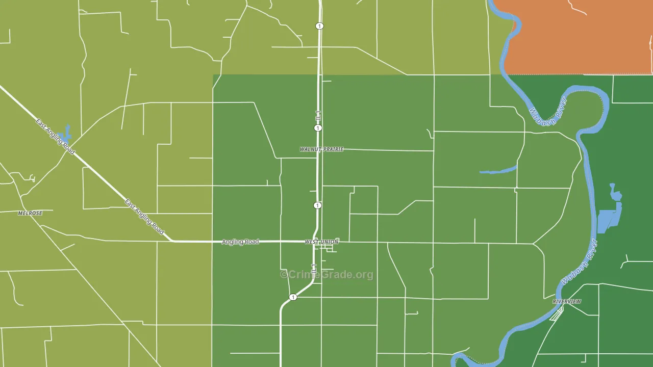 62477, IL Map of Drug-Related Crime Rates