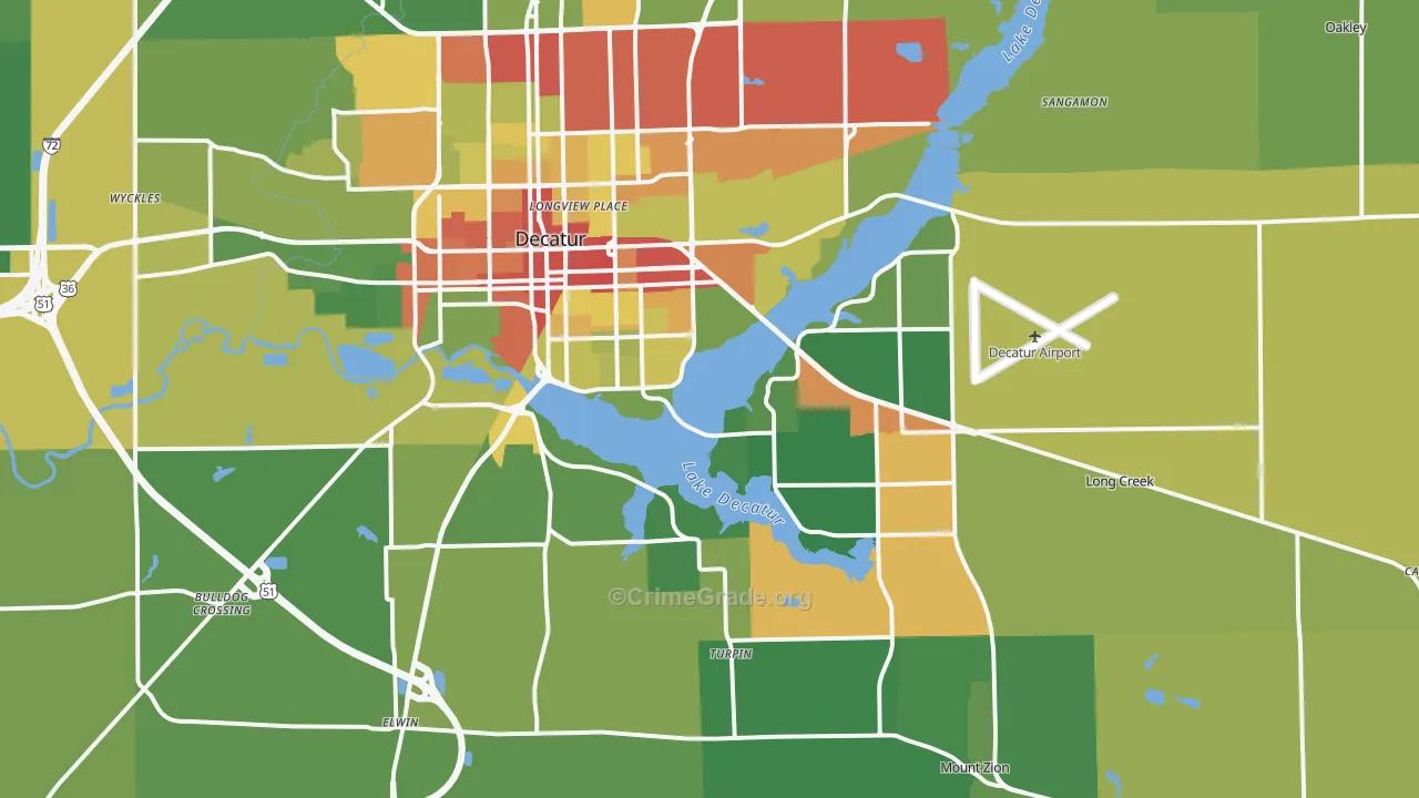 62521, IL Map of Drug-Related Crime Rates