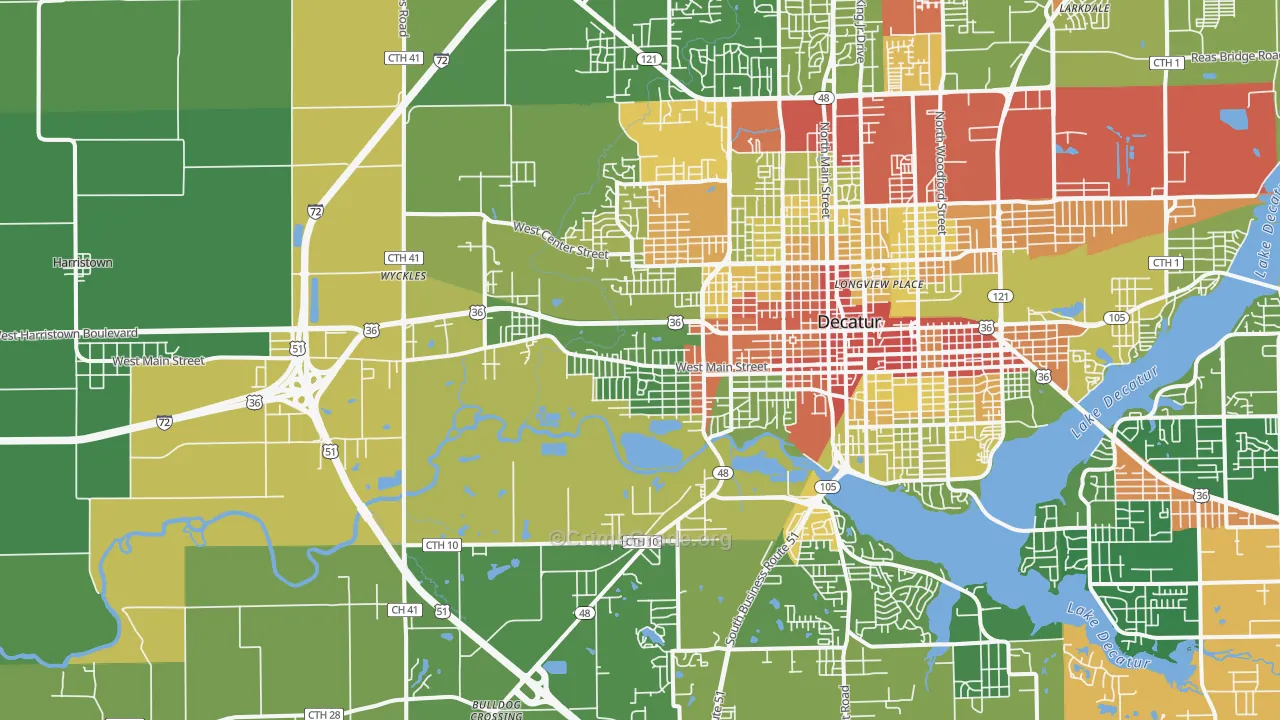 62522, IL Map of Drug-Related Crime Rates