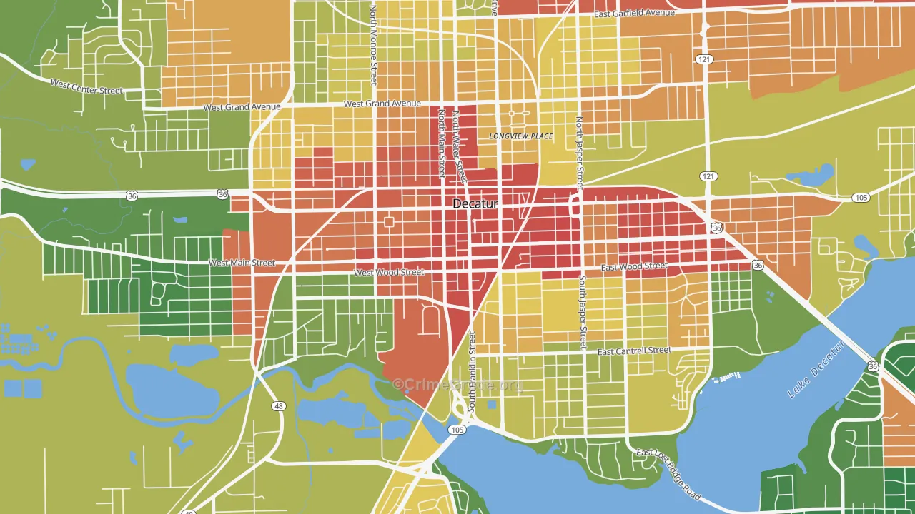 62523, IL Map of Drug-Related Crime Rates