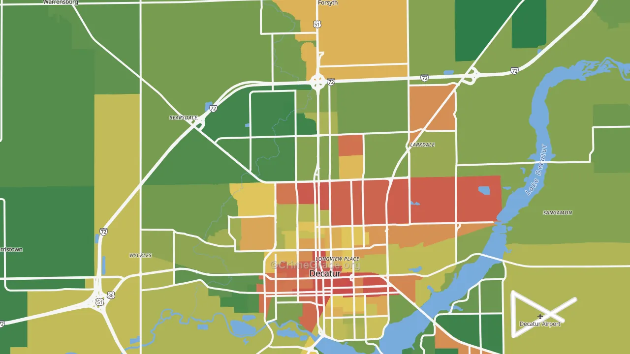 62526, IL Map of Drug-Related Crime Rates