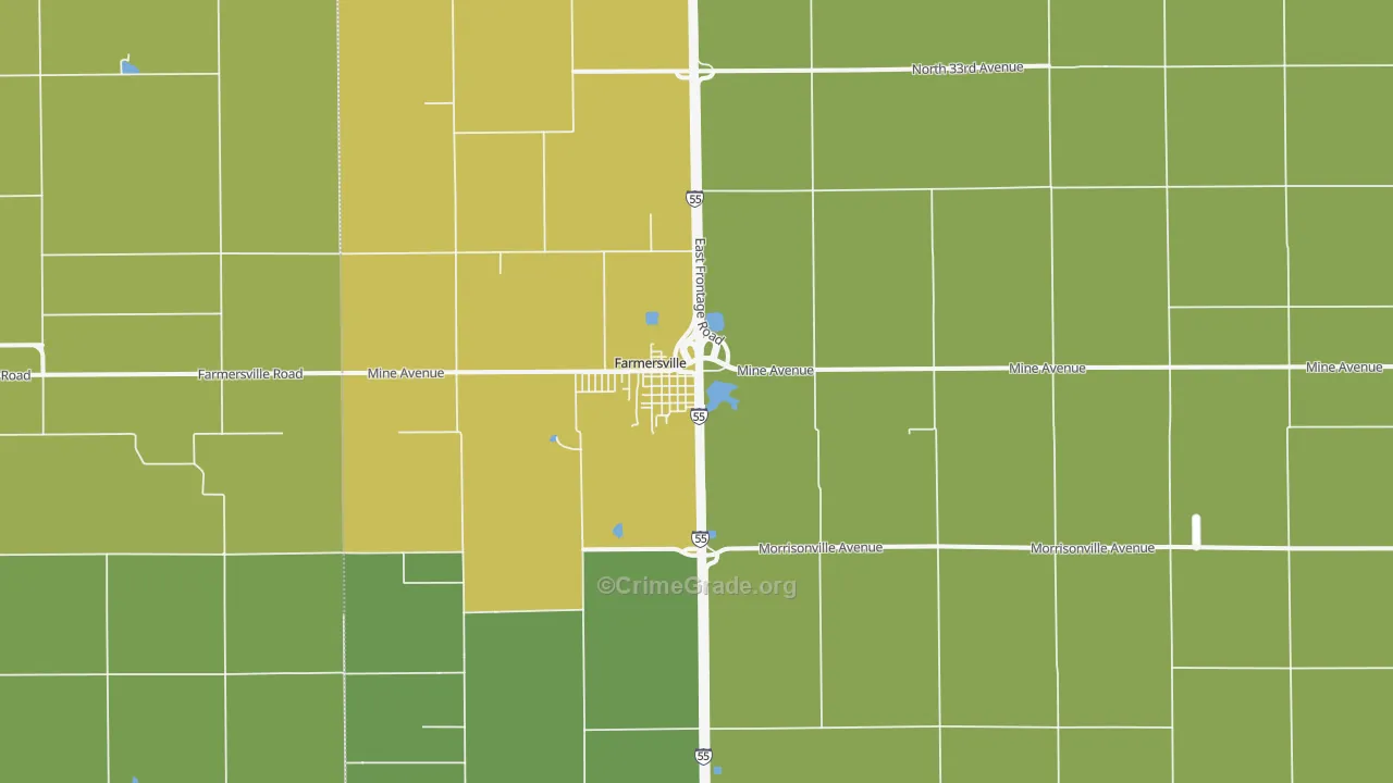 62533, IL Map of Drug-Related Crime Rates