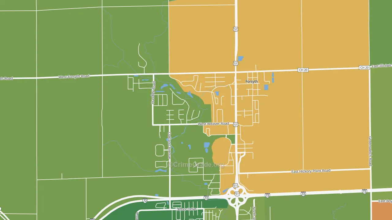 62535, IL Map of Drug-Related Crime Rates