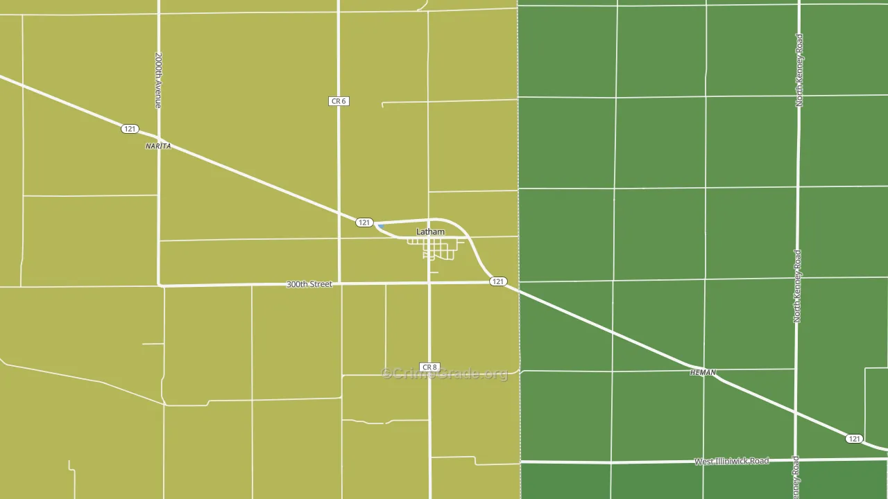 62543, IL Map of Drug-Related Crime Rates