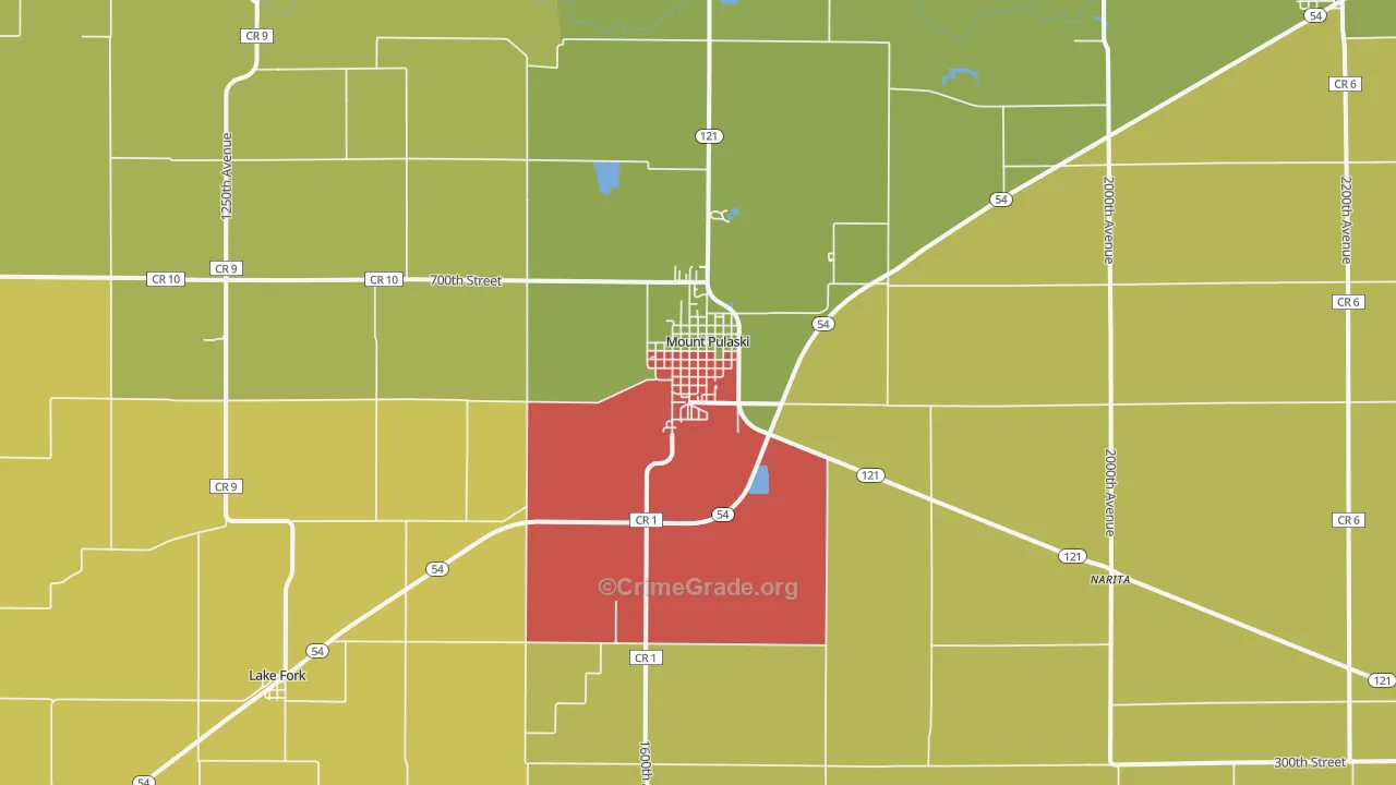 62548, IL Map of Drug-Related Crime Rates