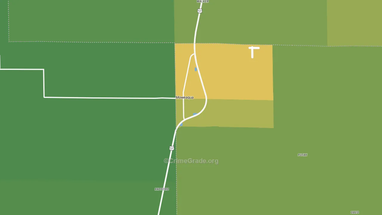 62550, IL Map of Drug-Related Crime Rates