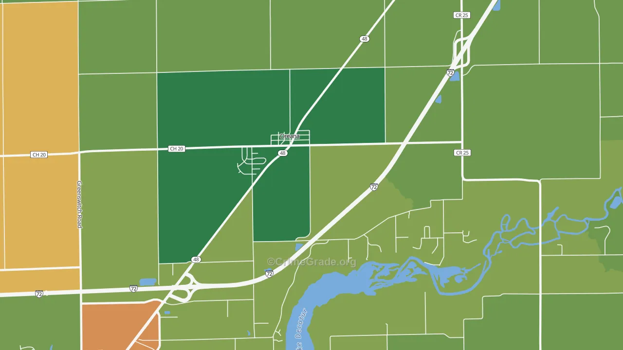 62554, IL Map of Drug-Related Crime Rates