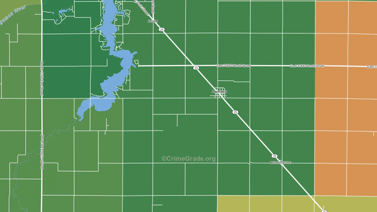 62555, IL Map of Drug-Related Crime Rates
