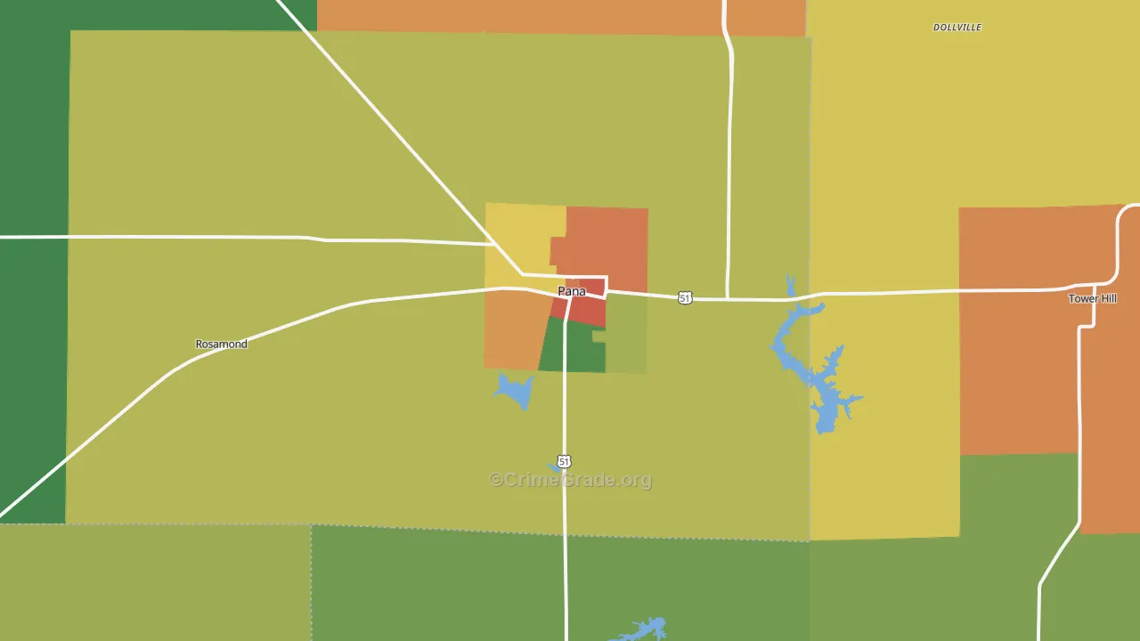 62557, IL Map of Drug-Related Crime Rates