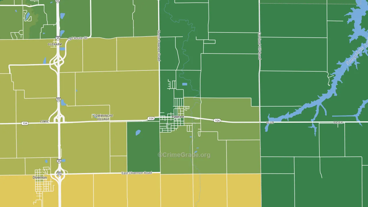 62558, IL Map of Drug-Related Crime Rates