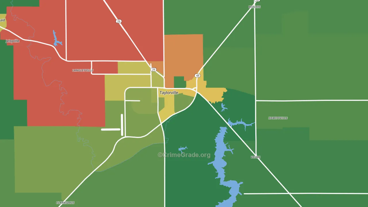 62568, IL Map of Drug-Related Crime Rates