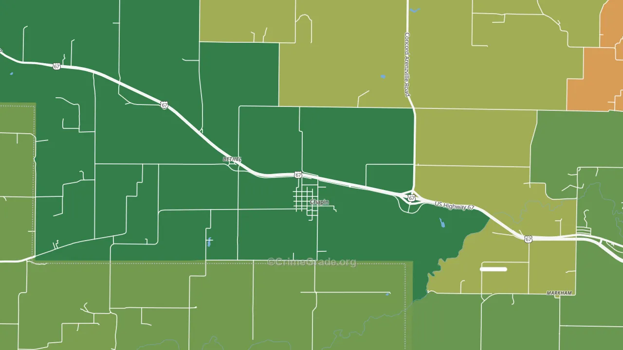 62628, IL Map of Drug-Related Crime Rates