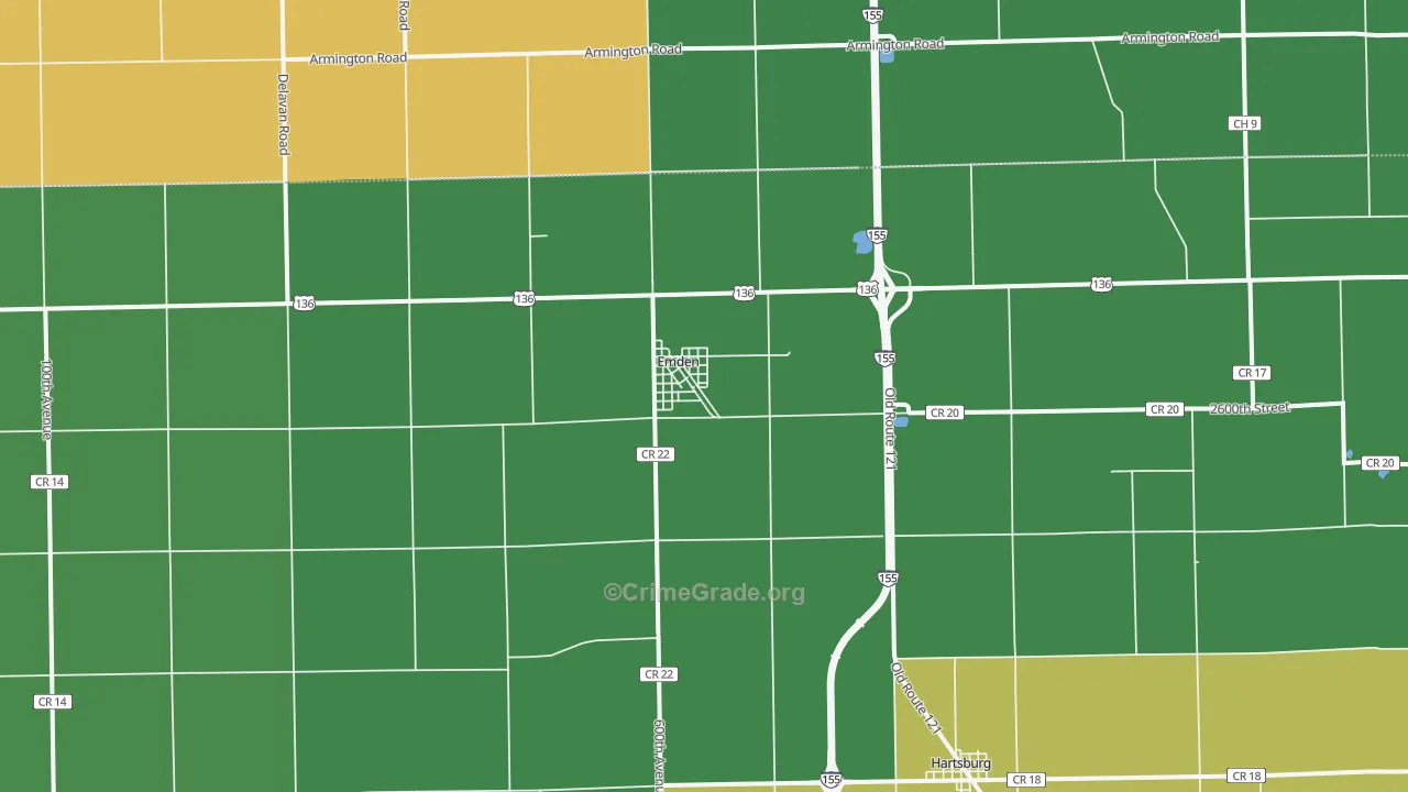 62635, IL Map of Drug-Related Crime Rates