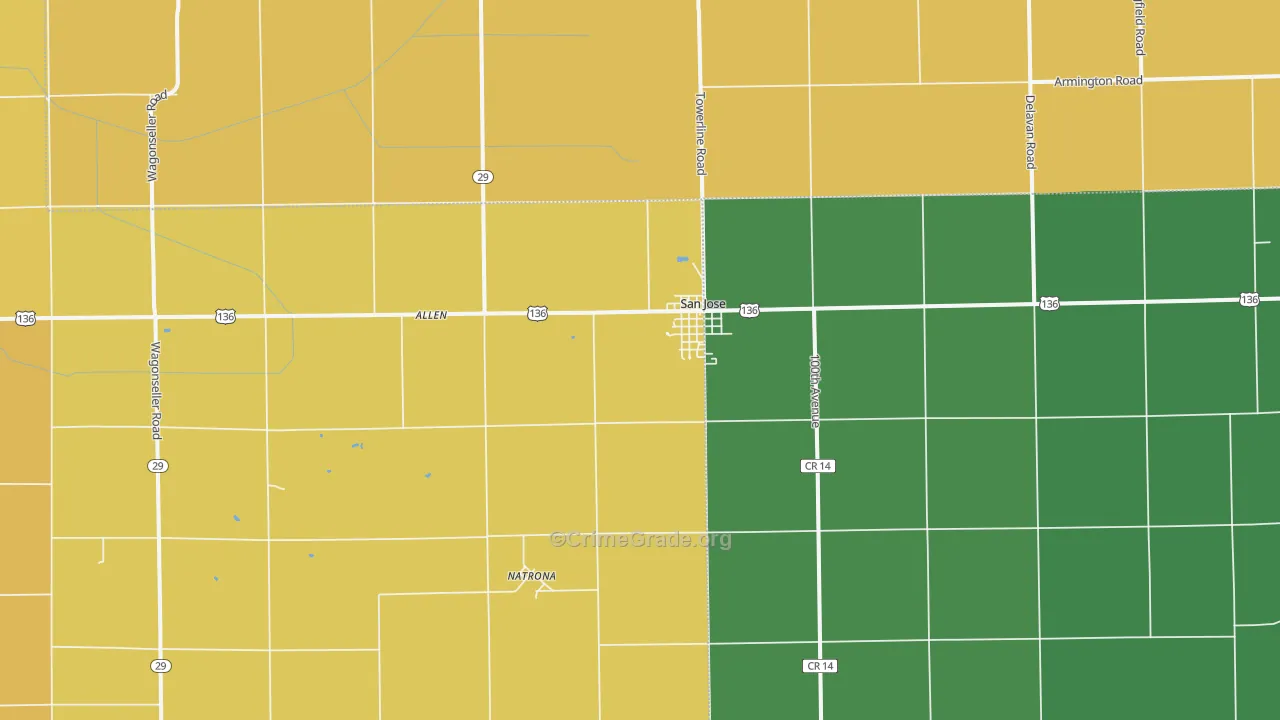 62682, IL Map of Drug-Related Crime Rates