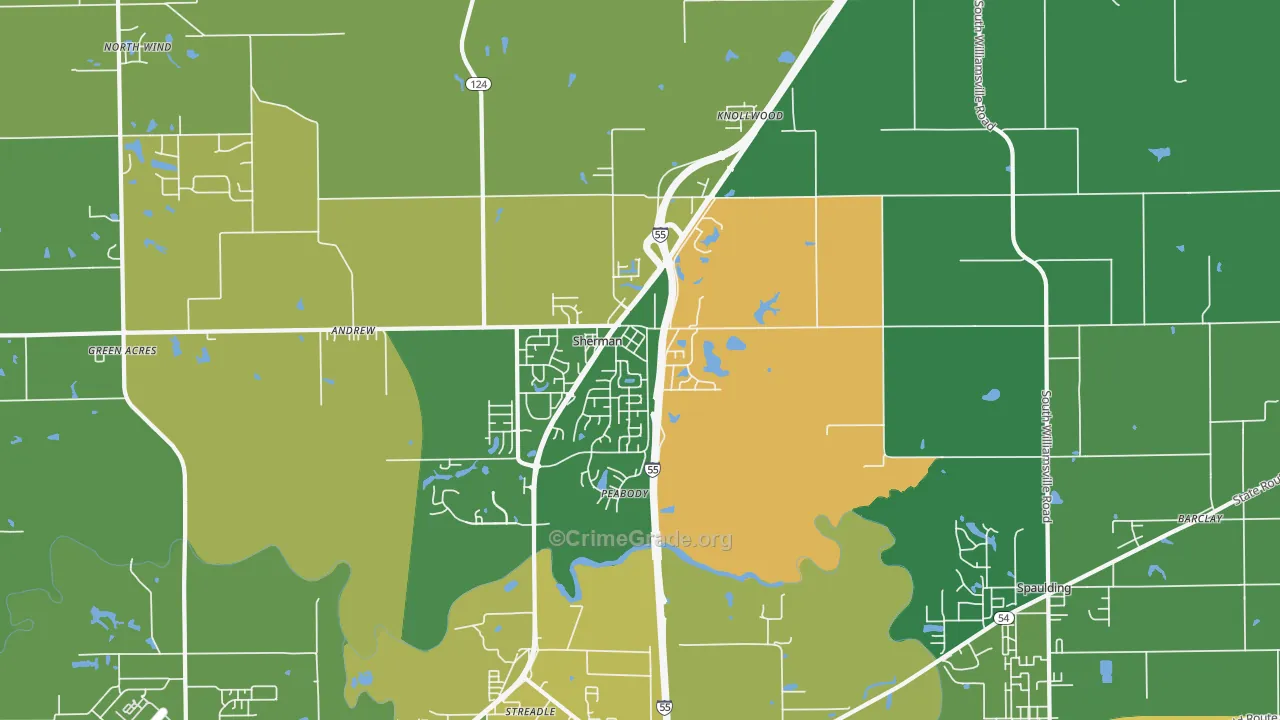 62684, IL Map of Drug-Related Crime Rates