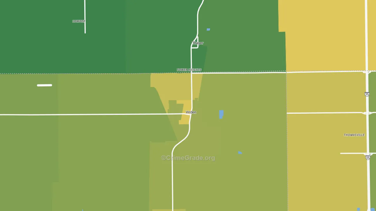 62690, IL Map of Drug-Related Crime Rates