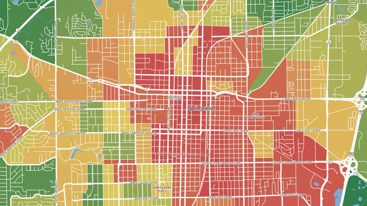 62701, IL Map of Drug-Related Crime Rates