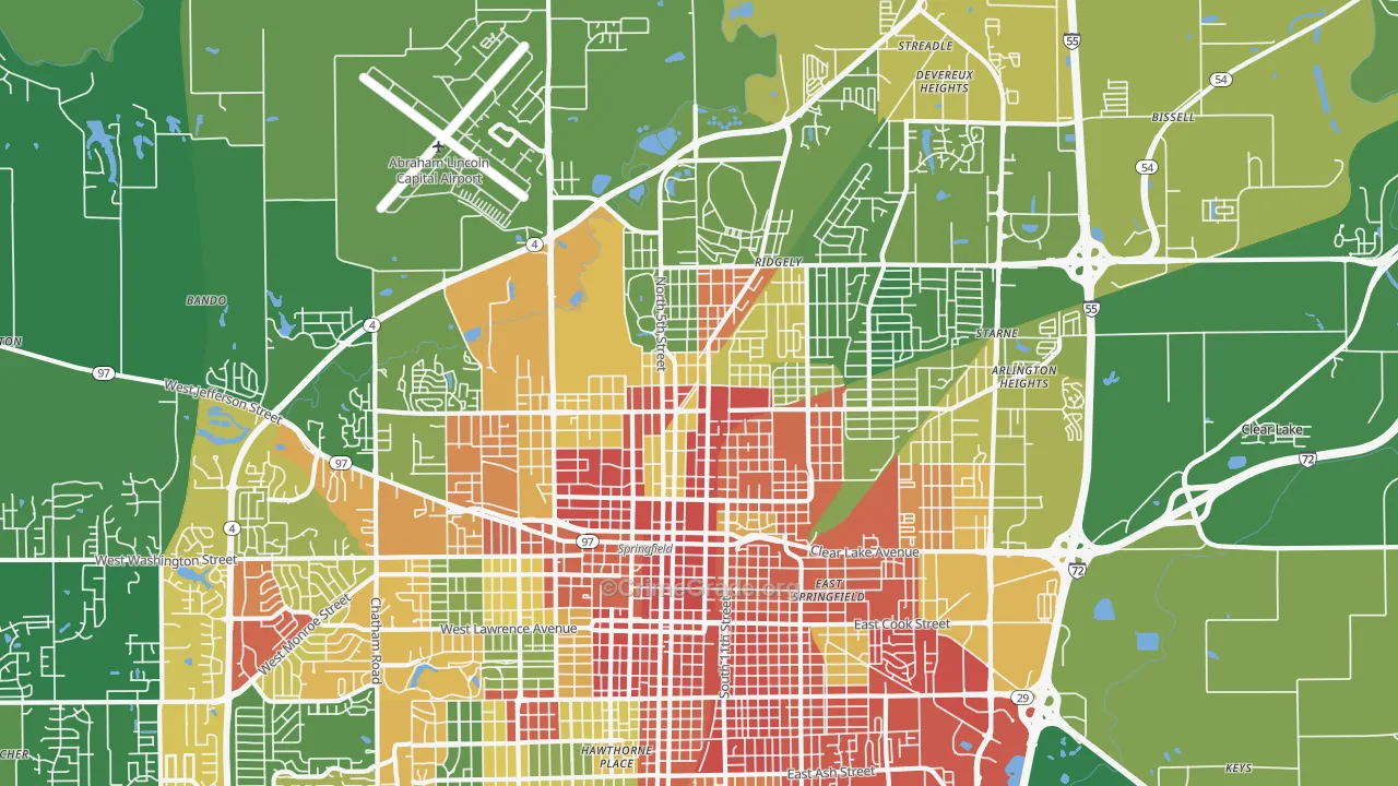 62702, IL Map of Drug-Related Crime Rates