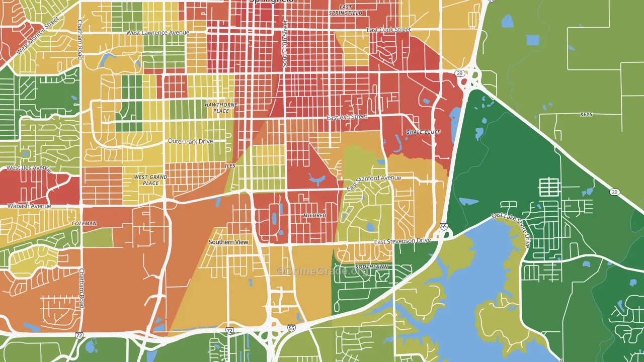 62703, IL Map of Drug-Related Crime Rates