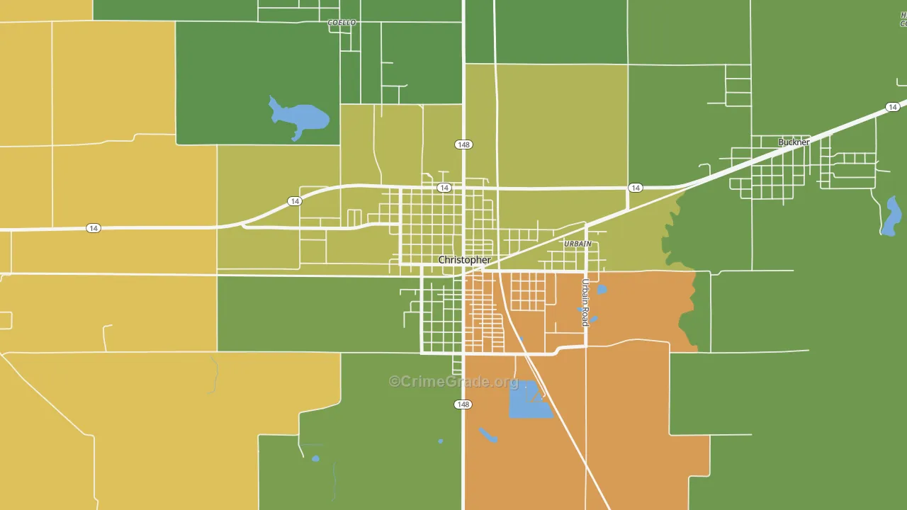 62822, IL Map of Drug-Related Crime Rates