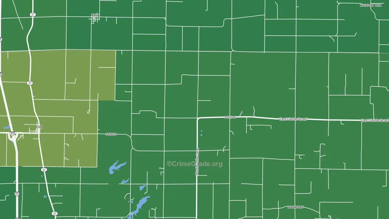 62889, IL Map of Drug-Related Crime Rates