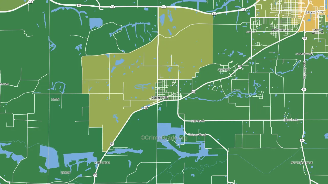 62917, IL Map of Drug-Related Crime Rates