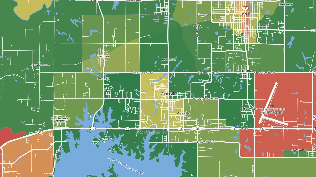 62918, IL Map of Drug-Related Crime Rates