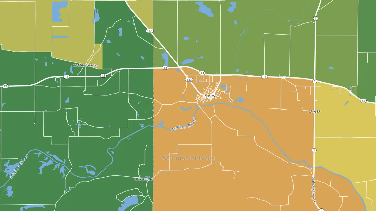 62934, IL Map of Drug-Related Crime Rates