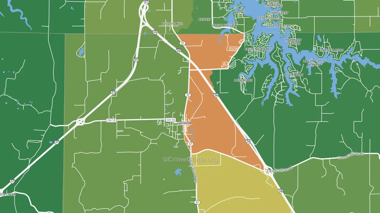 62939, IL Map of Drug-Related Crime Rates