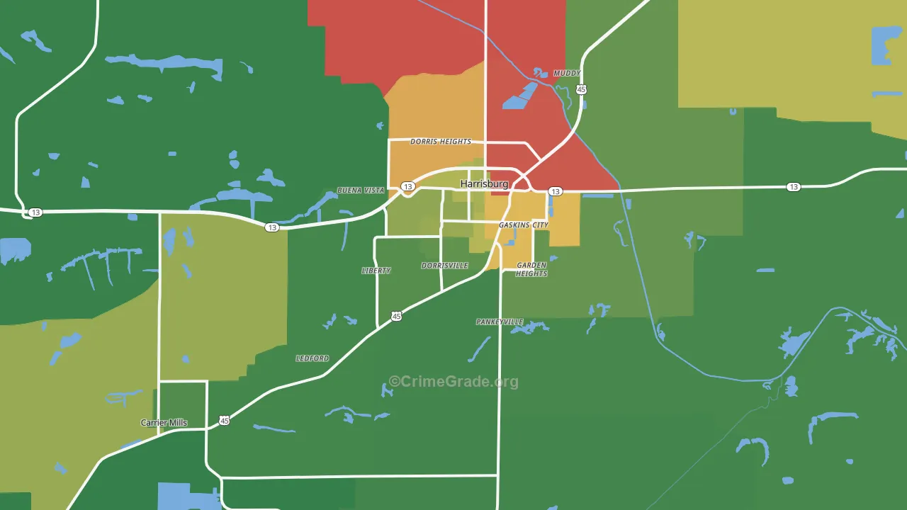 62946, IL Map of Drug-Related Crime Rates