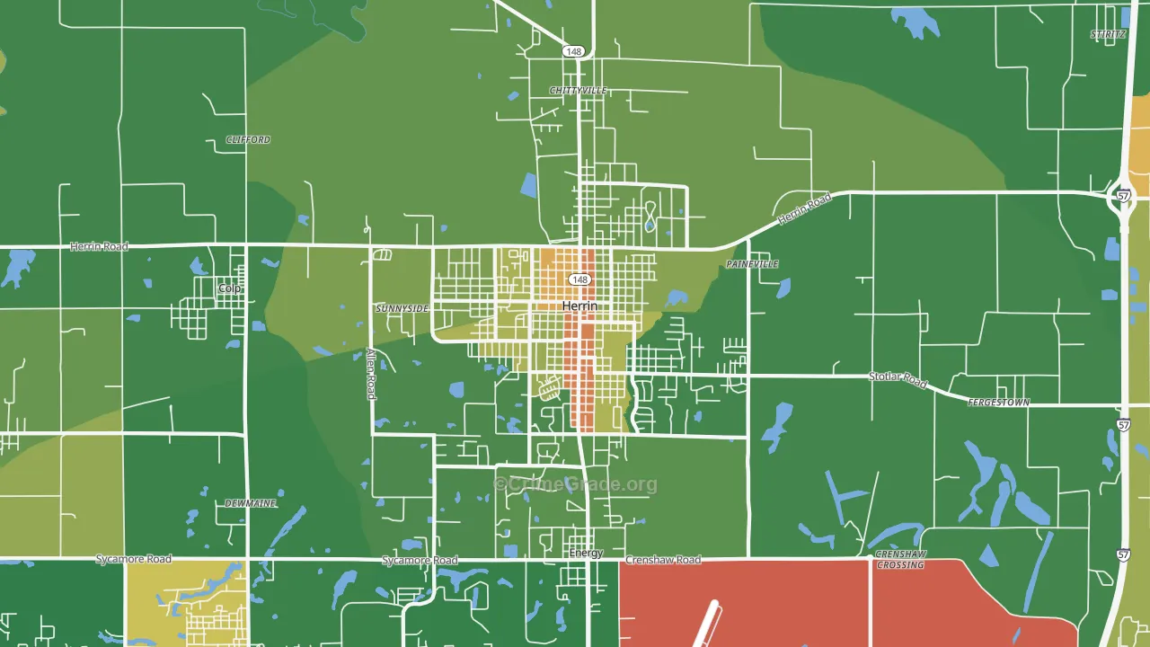 62948, IL Map of Drug-Related Crime Rates