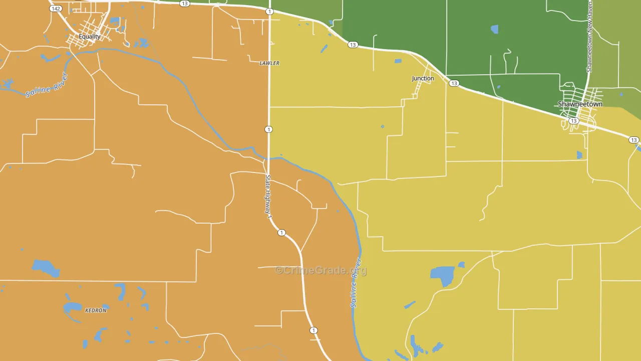 62954, IL Map of Drug-Related Crime Rates