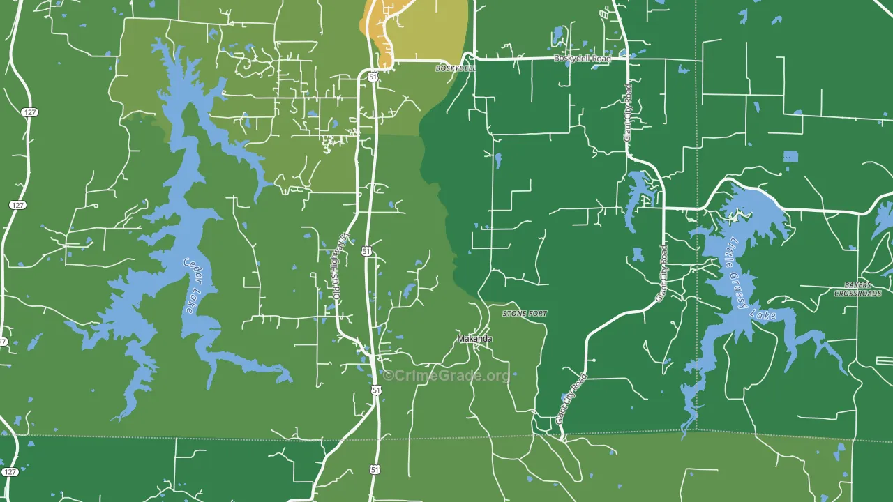 62958, IL Map of Drug-Related Crime Rates