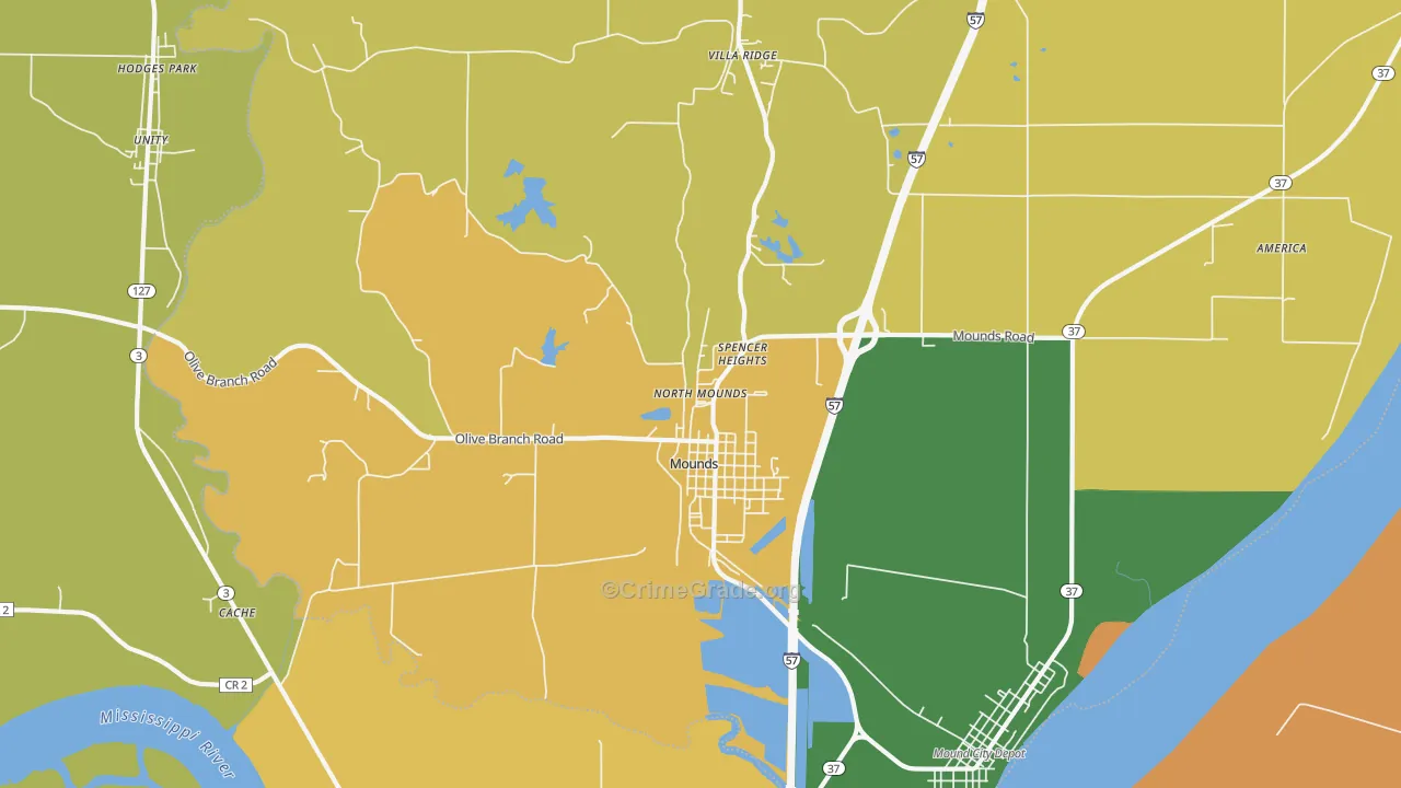62964, IL Map of Drug-Related Crime Rates