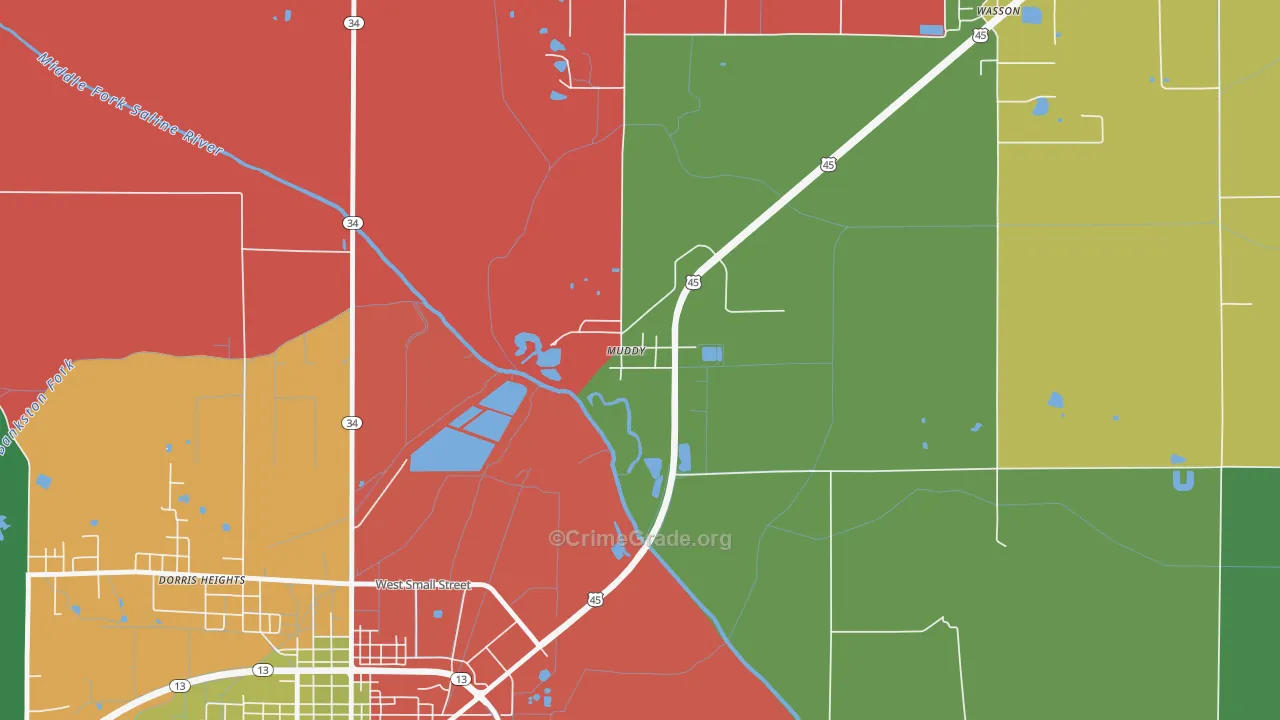 62965, IL Map of Drug-Related Crime Rates