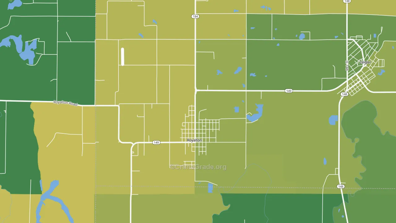 62983, IL Map of Drug-Related Crime Rates