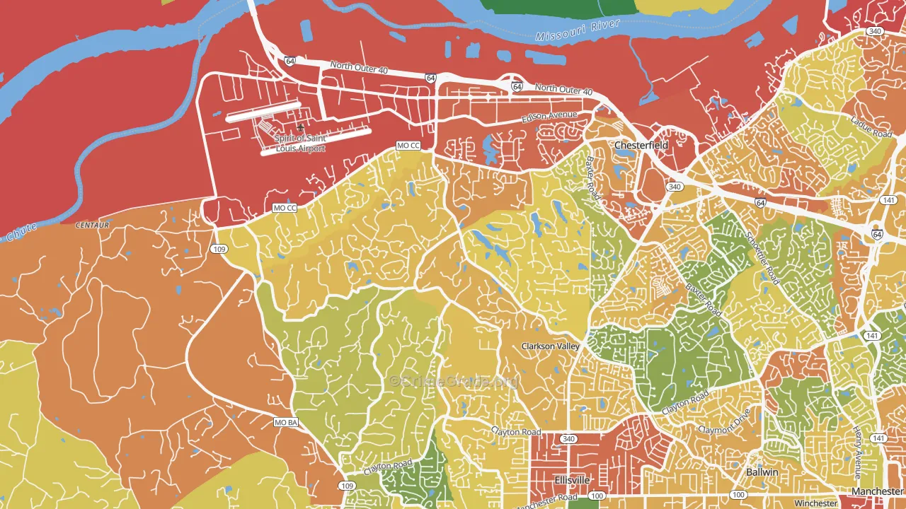 63005, MO Map of Drug-Related Crime Rates