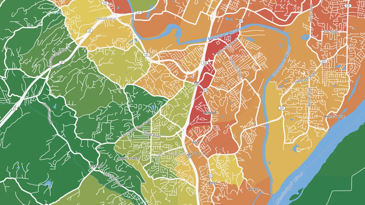 63010, MO Map of Drug-Related Crime Rates