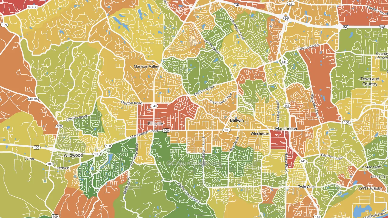 63011, MO Map of Drug-Related Crime Rates