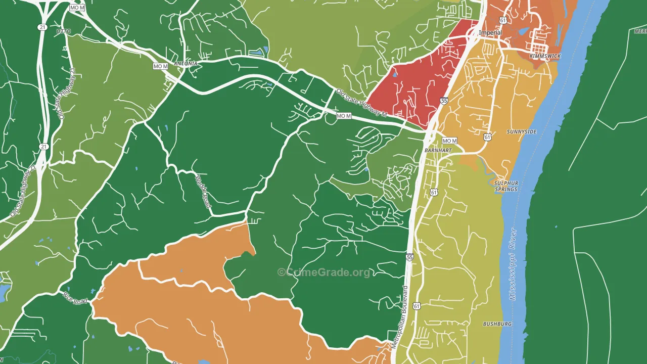 63012, MO Map of Drug-Related Crime Rates