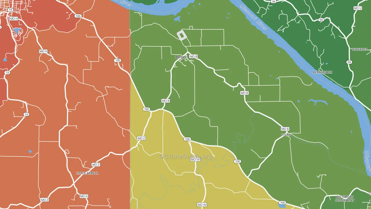 63014, MO Map of Drug-Related Crime Rates