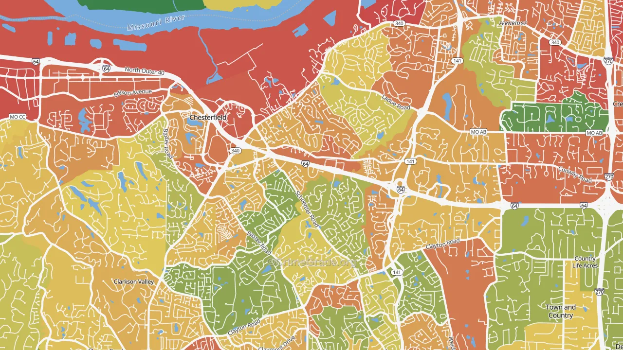63017, MO Map of Drug-Related Crime Rates