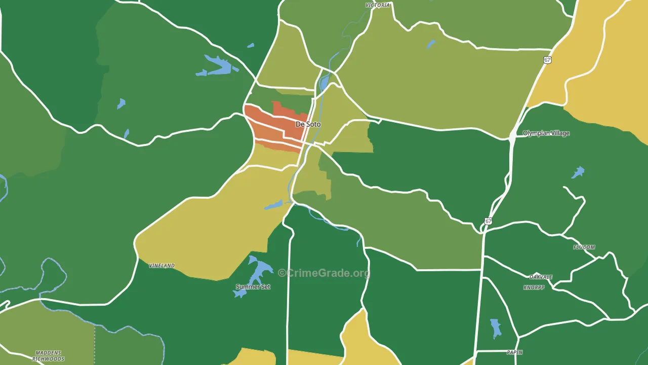 63020, MO Map of Drug-Related Crime Rates