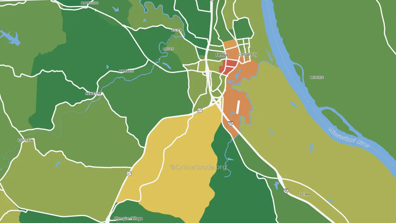 63028, MO Map of Drug-Related Crime Rates