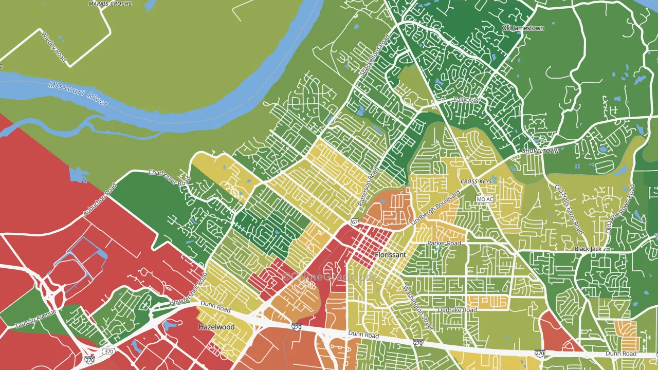 63031, MO Map of Drug-Related Crime Rates