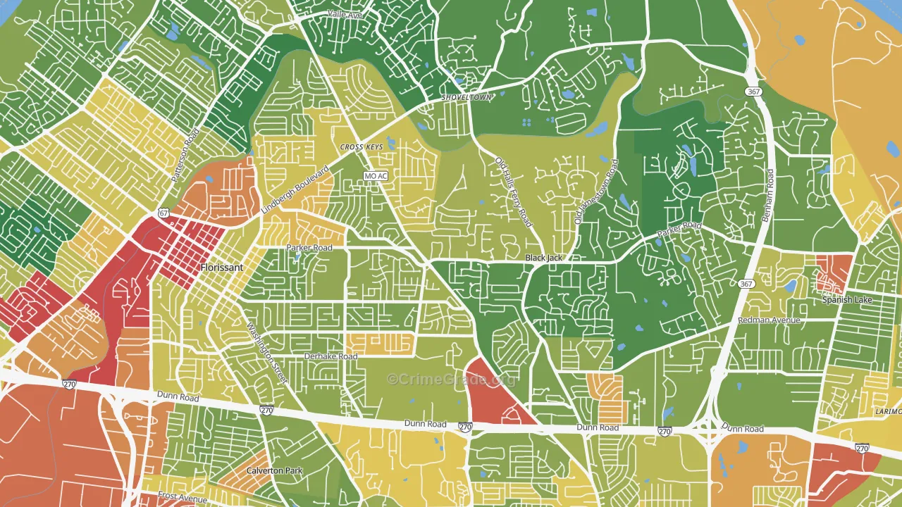 63033, MO Map of Drug-Related Crime Rates
