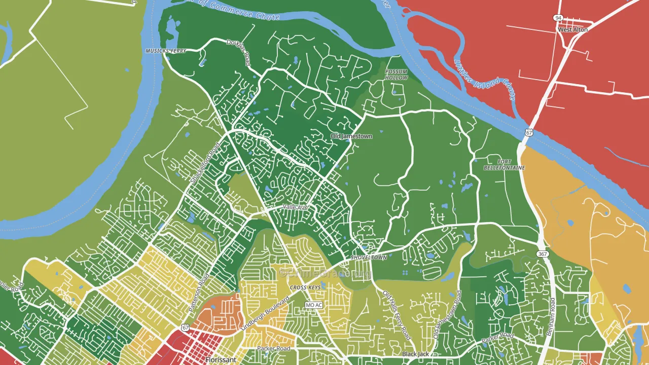 63034, MO Map of Drug-Related Crime Rates