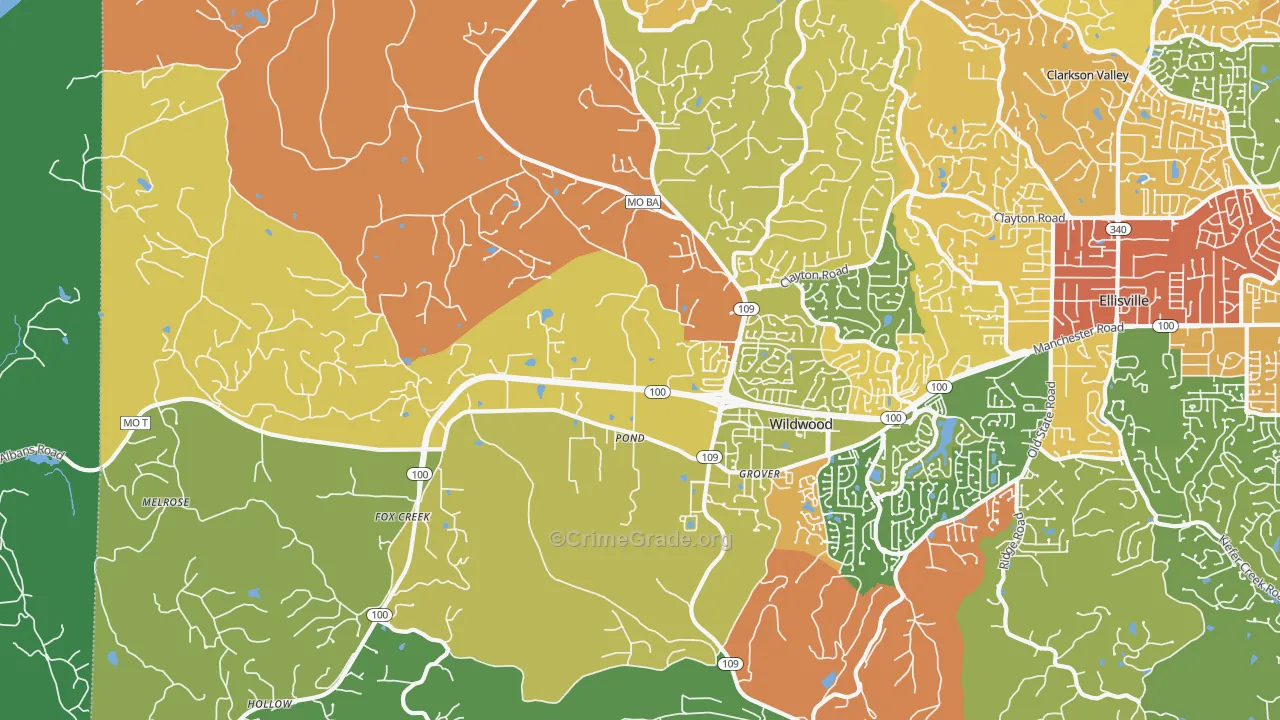 63038, MO Map of Drug-Related Crime Rates