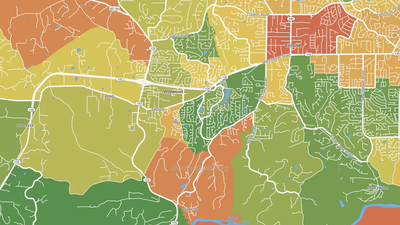 63040, MO Map of Drug-Related Crime Rates