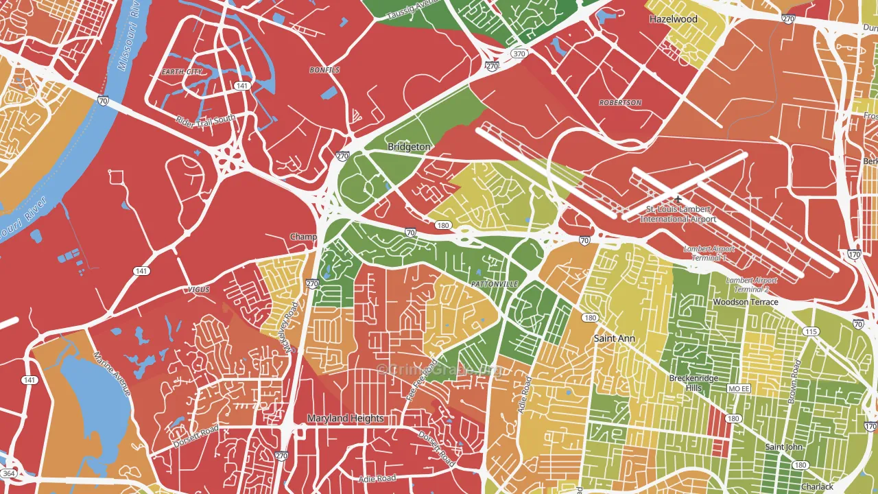 63044, MO Map of Drug-Related Crime Rates